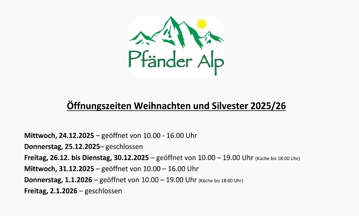 Pfänder Alp, Weihnachten, Silvester, Feuerwerk, Kulinarik, Winter, Schnee