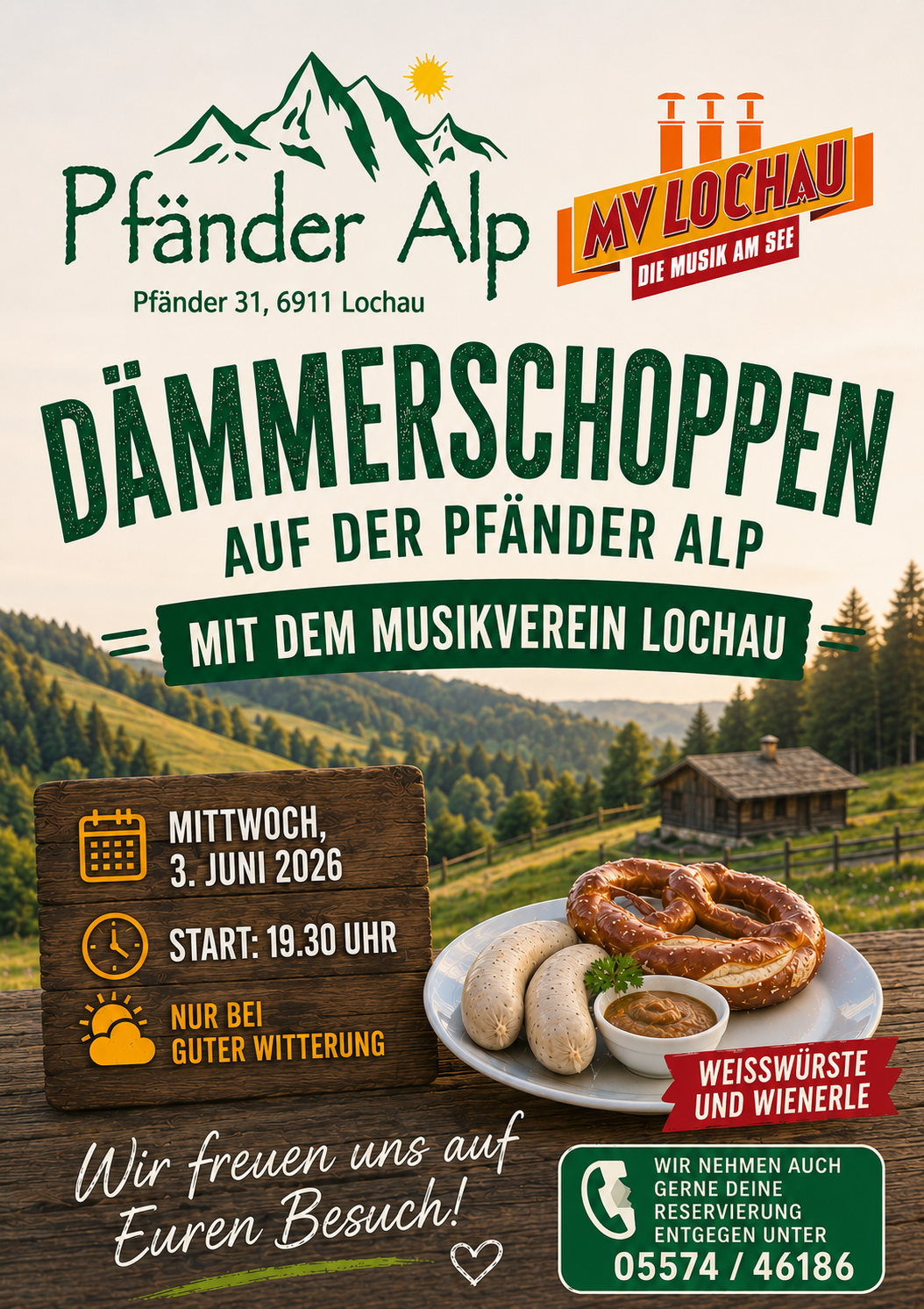 Pfänder Alp, Dämmerschoppen, Musikverein Lochau, Musik, Bregenz, Wandern, Familie, Sonne, Freizeit